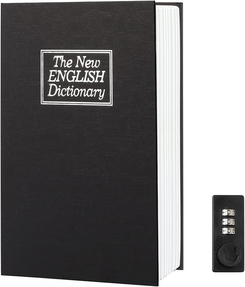 Parrency Diversion Book Safe Storage Box,Safe Box with Premium Combination Lock, Portable Book-Safe,Perfect for Home, Travel,Dorm Store Money, Jewelry, Phone and Passport (Black) - Image 1
